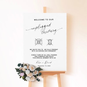 Minimal Unplugged Ceremony Sign For Wedding, Unplugged Ceremony Sign Template, Modern Unplugged Ceremony Sign Template, Editable, WB KB 24