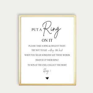 Put A Ring On It Sign, Don&#39;t Say Bride Or Wedding, Wedding Ring Game, Ready To Print Game, Printable Digital Bridal Shower Game, DIY, 216