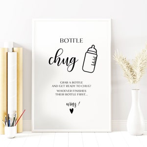 Bottle Chug Sign Game, Rustic Baby Shower Bottle Chug Game Card, Kraft Baby Bottle Game, Bottle Chug Baby Shower Game, Bottle Drinking 10 FM