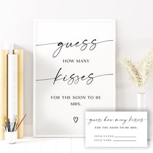 Guess How Many Kisses Bridal Shower Game Set - 50 Cards & 1 Sign For Wedding Parties & Celebrations - View #7