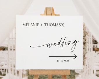 Minimalist Wedding Direction Sign, Wedding Direction Sign Template, Wedding This Way Sign, Modern Wedding Arrow Sign, This way Sign WB KA 32