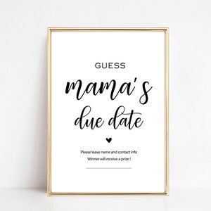 Signe devinez la date d'échéance pour une baby shower, signe du jeu de date d'échéance de naissance de bébé, signe de la date d'échéance de bébé devinez, signe du jeu de date d'échéance de baby shower, signe de date de bébé 111
