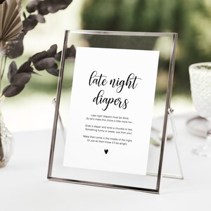 Jeu de couches imprimable, imprimable pour baby shower, jeu de messages sur les couches signe pensées, signe de jeu de fin de soirée minimaliste, instantané, 10 FM