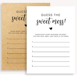 Juego de baby shower Guess The Sweet Mess, juegos de baby shower con pañal sucio y papel kraft rústico, juego de pañales con caca de barra de caramelo, Guess The Sweet Mess 10 FM