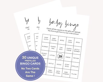 50 Unique Baby Shower Bingo Game Cards - Pre-Filled, Gender Neutral, Fun Group Activity For Parties - View #12