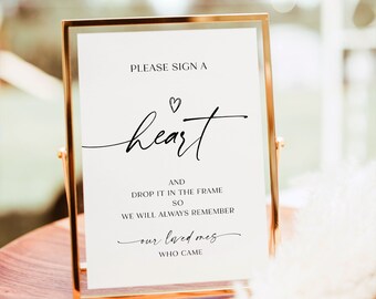 Placa de livro de visitas Drop Box, placa de casamento com sombra de coração, por favor, assine uma placa de casamento em forma de coração, placa de livro de visitas de casamento personalizada RS KB 111