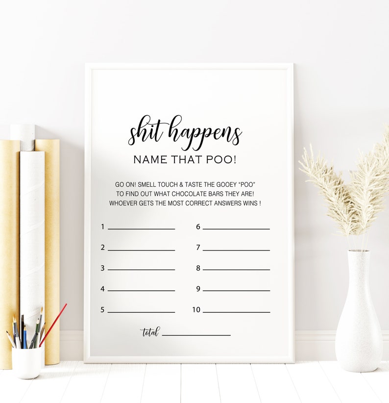 Shit Happens Name That Poo Baby Shower Game Dirty Diaper Baby - Etsy