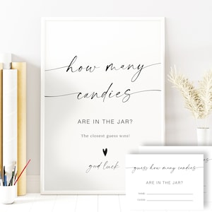 Candy Guessing Game, Guess How Many Candies Sign, Baby Shower Game Sign, How Many Candies Baby Shower Sign, Modern Minimalist Sign YS BA 217