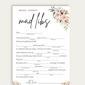 Hochzeitsgelübde Mad Libs, Greenery Mad Libs Brautdusche Spiel, druckbare minimalistische lustige lustige Brautdusche Spiele, bereit zum Drucken von Text, 230