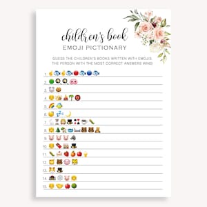 Jeu de livres pour baby shower, livre jeu d'emojis pour bébé, jeux de baby shower imprimables, livre de contes de bébé pour baby shower, jeu d'emojis pour baby shower, emoji de douche 30 FM