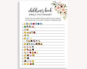 Books Baby Shower Game, Baby Book Emoji Game, Printable Baby Shower Games, Storybook Baby Shower, Emoji Baby Shower Game, Shower Emoji 30 FM