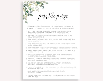 Pass The Parcel Baby Shower Game, Printable Pass The Prize Poem Game, Boho Baby Shower Game, Minimalist, Pass The Prize Rhyme Game, 50 FM