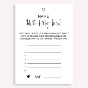 Benennen Sie das Baby Essen Spiel, Sofortiger Download Druckbare Baby Essen Spiel, Baby-Dusche-Baby Essen Spiel, Name Das Baby Essen, Errate, Baby Essen, 10 FN