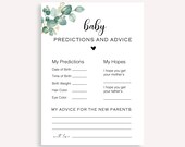 Baby Advice And Predictions Card, Modern Baby Shower Advice Game, Gender Neutral Baby Shower Games, Minimalist Baby Predictions Card, 40 FM