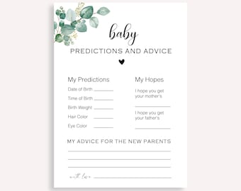 Baby Advice And Predictions Card, Modern Baby Shower Advice Game, Gender Neutral Baby Shower Games, Minimalist Baby Predictions Card, 40 FM