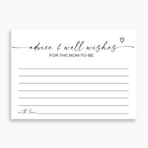 Babyparty Ratschläge und Wünsche Karte, Ratschläge und gute Wünsche für die Mutter zu sein Karte, Ratschläge und Wünsche Babyparty, minimalistische Babykarte 10 FA
