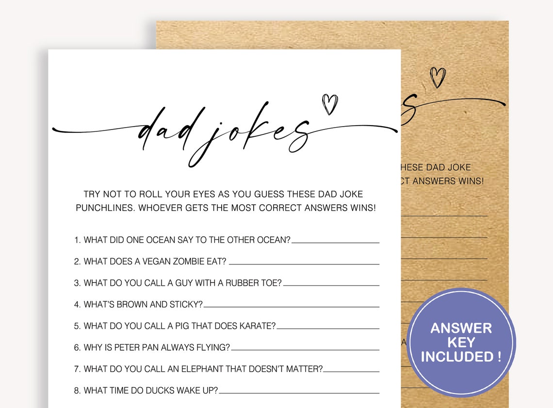 Dad Jokes Baby Shower Game, Kraft Baby Shower Dad Jokes Game, Funny ...