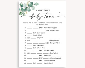 Minimalist Baby Song Game, Minimalist Baby Shower Game, Name That Baby Song Game, Baby Tune Game, Name That Baby Tune Baby Shower Game 40 FA