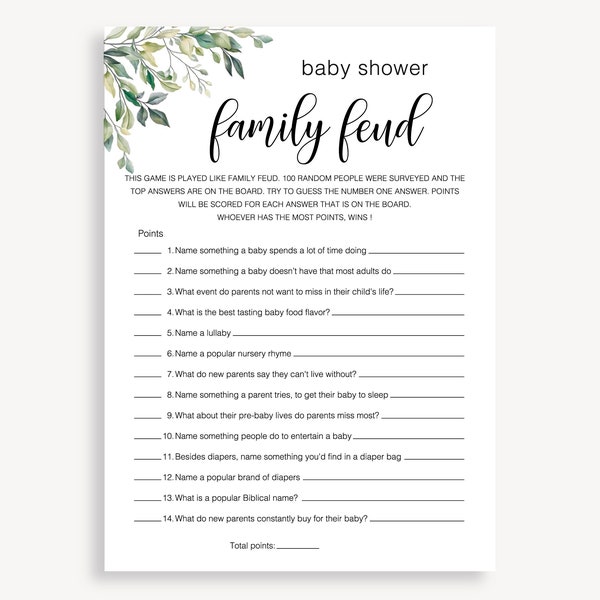 Family Feud Baby Shower Game, Fun Baby Shower Feud Game, Sip And See Gender Reveal Game, Baby Feud Game, Minimalist Baby Shower Game, 50 FM