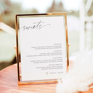 Wedding Dessert Menu Sign, Dessert Station Signage, Minimalist Sweets Dessert Sign, Bridal Shower Dessert Menu Sign, Sweet Sign, RS KB 142 R