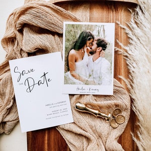 Photo Save The Date Card, Elegant Save The Date Invite Cards, Editable Printable Save Our Date, Minimalist Save The Date Template, STD KG 01