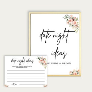 Letrero para despedida de soltera, inserto de tarjeta para una cita nocturna, letrero con consejos y deseos, letrero con ideas para una cita nocturna, ideas para una cita nocturna con una despedida de soltera, imprimible, 230