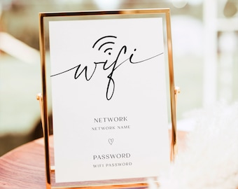 Szablon znaku Wifi, Znak kodu QR Wifi, Znak hasła Wifi, Edytowalny znak Wifi, Znak Be Our Guest, Wydrukowany znak Wifi, Znak Wifi, RS KB 145