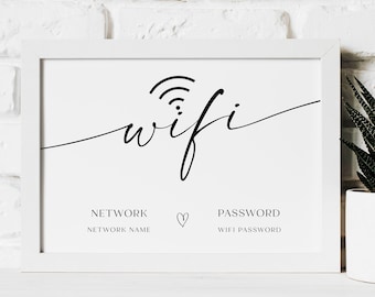 Editable Wifi Sign, Be Our Guest Sign, Printable Wifi Sign, Wifi Sign, Wifi Sign Template, Wifi QR Code Sign, Wifi Password Sign, RS KA 144