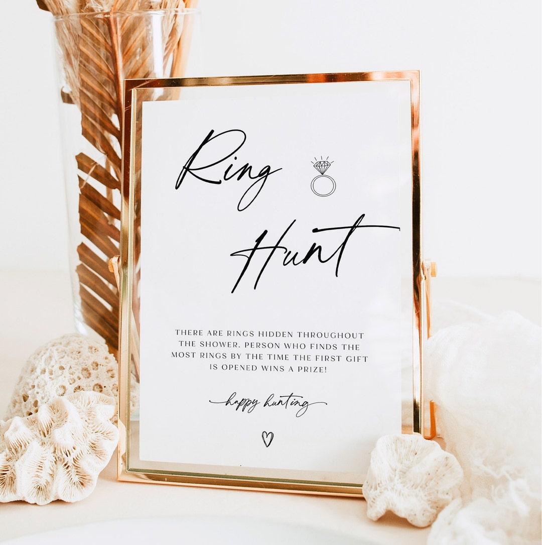 Editable Template Bridal Shower Sign, Ring Hunt Game, Modern Fun Ring ...
