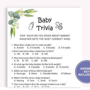 Printable Baby Shower Trivia Baby Shower Questions Game Baby - Etsy