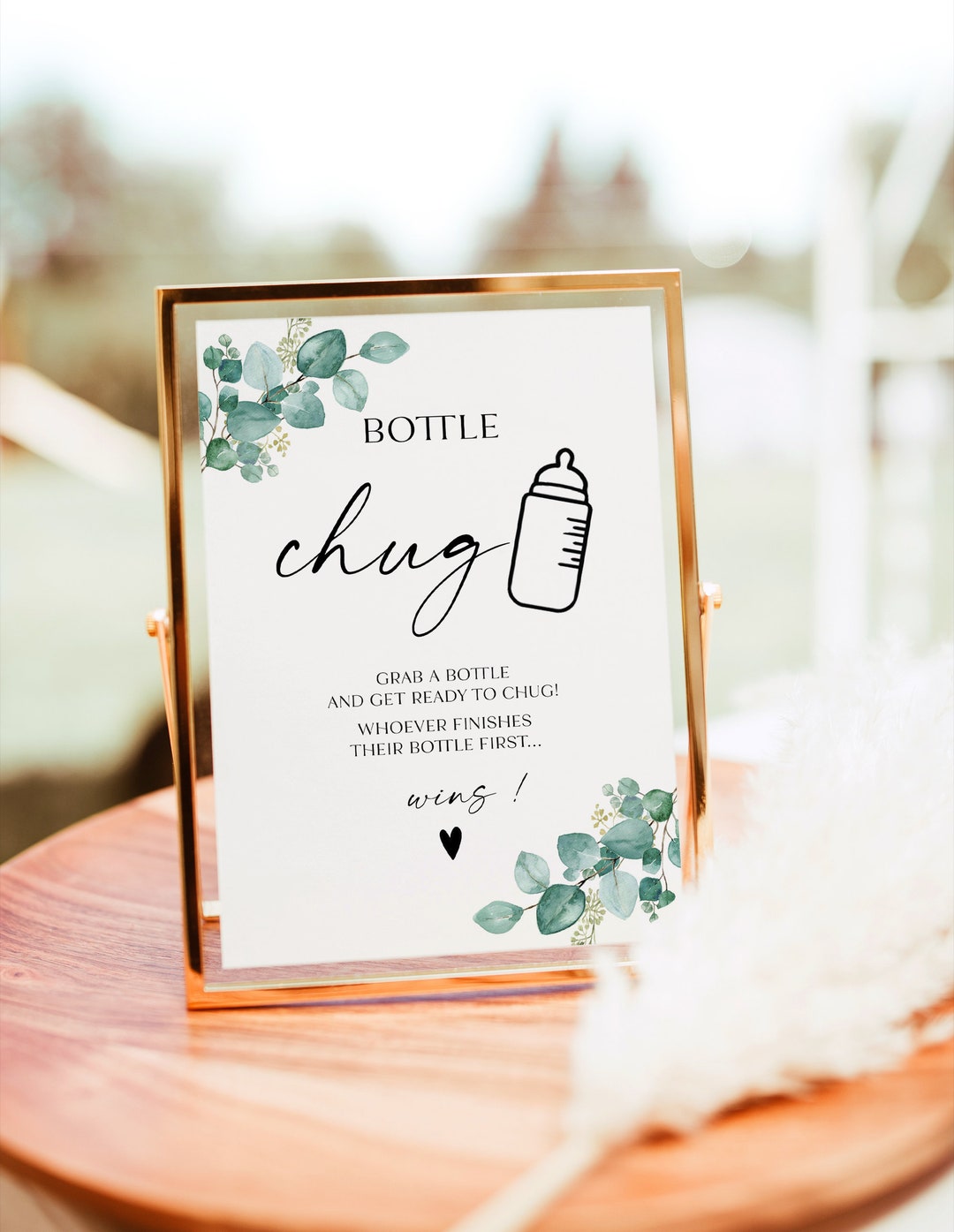 Baby Bottle Game, Neutral Printable Baby Shower Game, Baby Shower Bottle Chug Game, Grab A