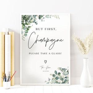 Sparking Wine Sign, Wedding Floral Bar Sign, Wedding Champagne Sign, Minimalist Wedding Champagne Toast, But First Champagne Sign RS KC 77 A