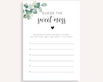 Guess The Sweet Mess Baby Shower Game, Candy Bar Poopy Diaper Game, Guess The Sweet Mess Game, Gender Neutral Funny Baby Shower Game 20 FM R