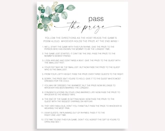 Pass The Prize Rhyme Game Idea Gender Neutral Baby Shower Game, Pass The Prize Baby Shower Game, Minimalist Pass The Poem Shower Game 40 FA