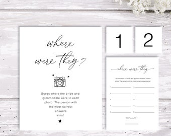 Juego de boda ¿Dónde estaban?, Juego de fotos de parejas de novios, Despedida de soltera bohemia minimalista moderna, Juego de despedida de soltera ¿Dónde estaban?, ZB