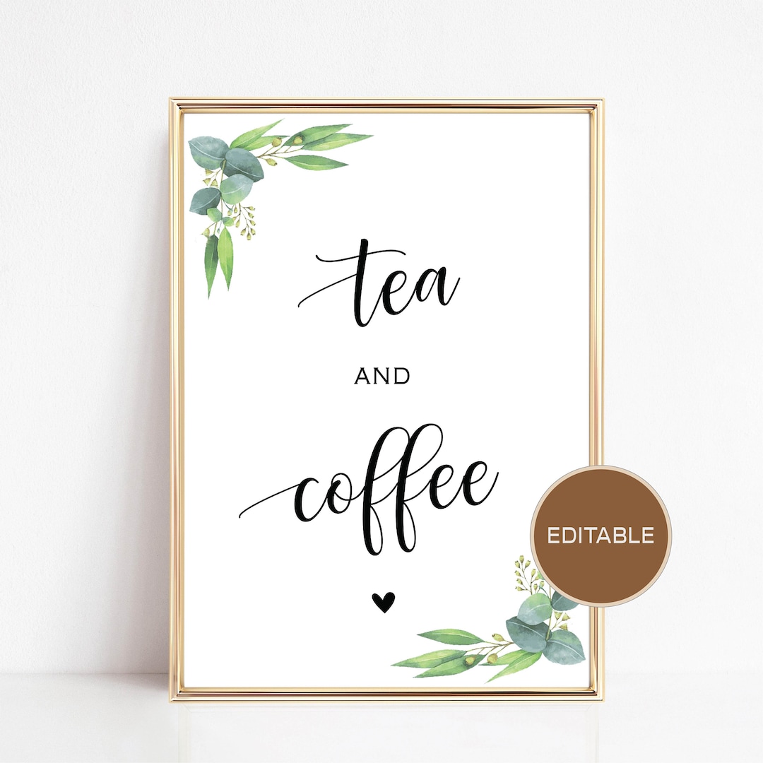 Tea and Coffee Bar Sign, Printable Baby Shower Signs, Digital Instant Download Baby Shower Sign