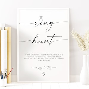 Ring Hunt Bridal Shower Game, Wedding Ring Hunt Sign, Editable Ring Hunt Game, Find The Ring Game, Minimalist Ring Hunt Bridal, RS KA 137