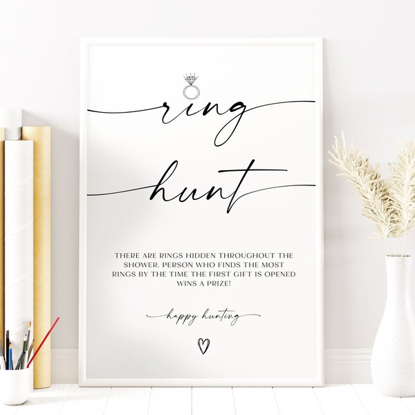 Ring Hunt Bridal Shower Game, Wedding Ring Hunt Sign, Editable Ring Hunt Game, Find The Ring Game, Minimalist Ring Hunt Bridal, RS KA 137