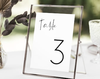 Boho Table Number Card, Rustic Simple Clean Wedding Table Number, Editable Table Number Template, Minimalist Wedding Table Numbers, TN KG 04