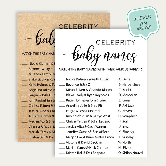 Celebrity Match Baby Shower Game Celebrity Baby Names Baby Etsy(02)