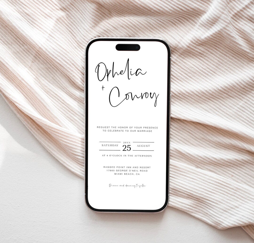 Cellphone Digital Wedding Invitation, Minimal Text Message Invite ...