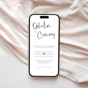 Cellphone Digital Wedding Invitation, Minimal Text Message Invite Template, Electronic Wedding Evite, Smartphone Wedding Invite, NV KG 20 EV