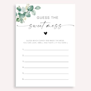 Instant Download Guess The Sweet Mess, Guess The Sweet Mess Baby Shower Game, Minimalist Candy Bar Game, Baby Shower Dirty Diaper Game 40 FA
