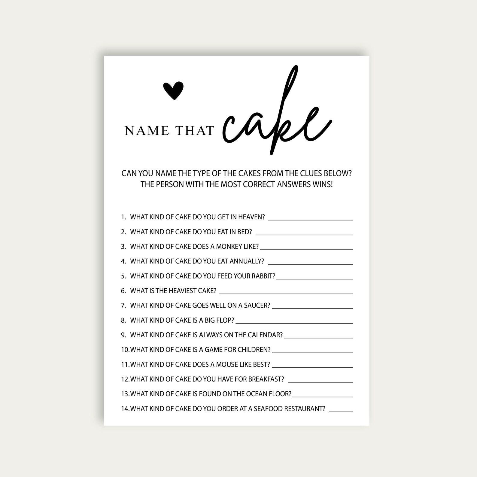 Name That Cake Bridal Shower Game Name That Cake Printable Etsy