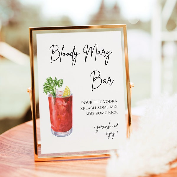 Editable Bloody Mary Bar Sign, Bridal Bruch Bloody Mary Cocktail Sign, Bloody Mary Bar Sign,  Modern Boho Bloody Mary Bar, Instant RS KE 120