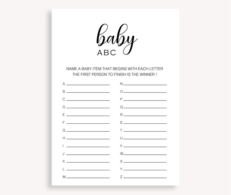 Baby Item ABC Game Printable Alphabet Race Game Gender Etsy
