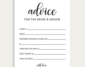 Advice For Bride And Groom Games, Pritnable Bridal Shower Cards, Advice Bride Cards, Advice Groom Cards, Advice For The Soon To Be, 210