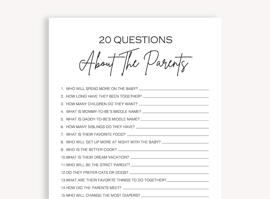 Baby Shower Who Knows the Parents to Be Best Game Script Etsy