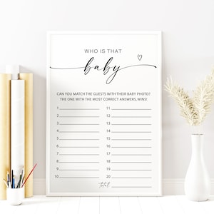 Qui est ce jeu pour bébé, Jeux à imprimer pour baby shower, Devinez quel jeu photo, Jeu photo imprimable pour bébé, Devinez jeu photo pour baby shower, 10 FA