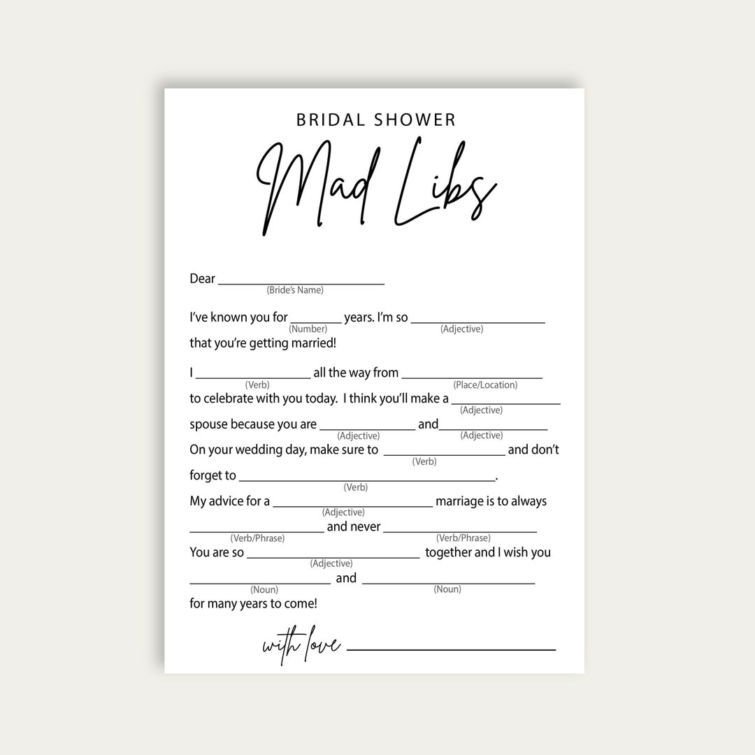 Wedding Vows Mad Libs Bridal Shower Game, Printable How They Met Mad ...